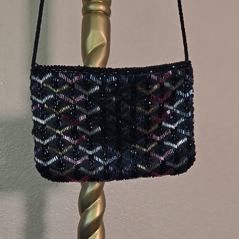 Elegant Black Beaded Women's Bag - Picture 3 of 3